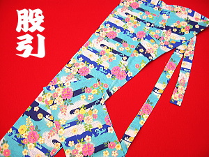 義若オリジナル激安セール柄股引き かすみに小花(ブルー)
